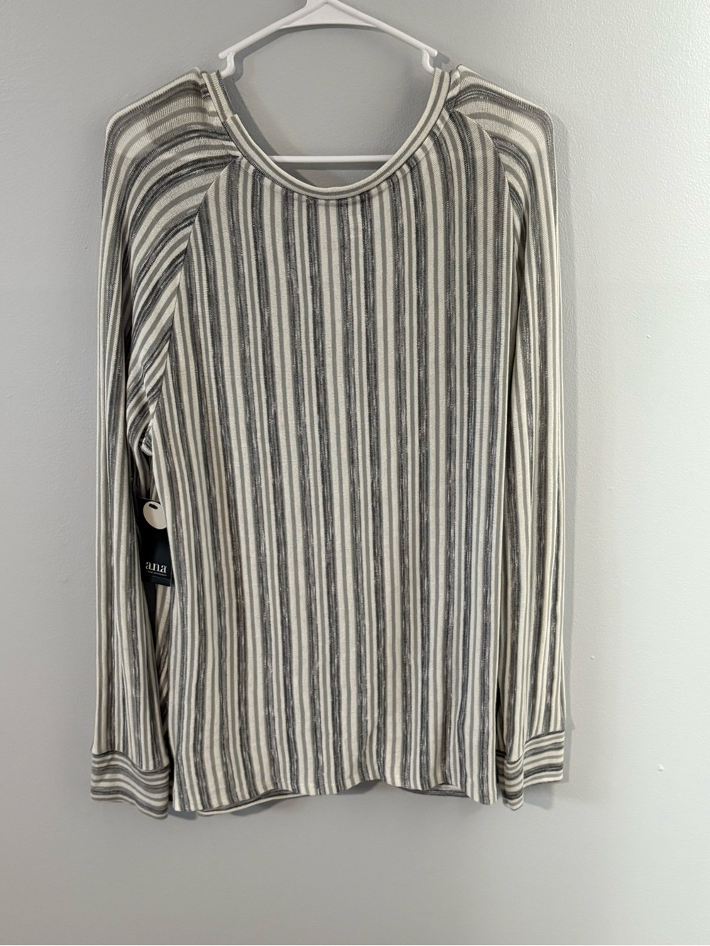 A.N.A. • Long Sleeve Knit Top in Neutral Stripe - Picture 3 of 5